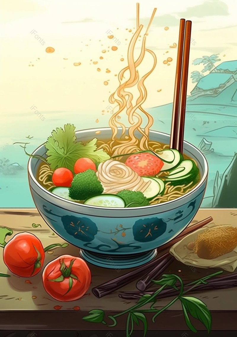 绿色碗里面条筷子美食美味中国小吃,插画/手绘图,插画/手绘图库,插画/手绘图下载,插画/手绘
